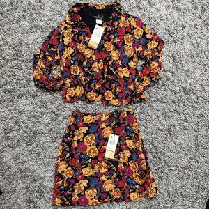 90s Deadstock Matching Set Cropped Button Up and Mini Skirt Size 8